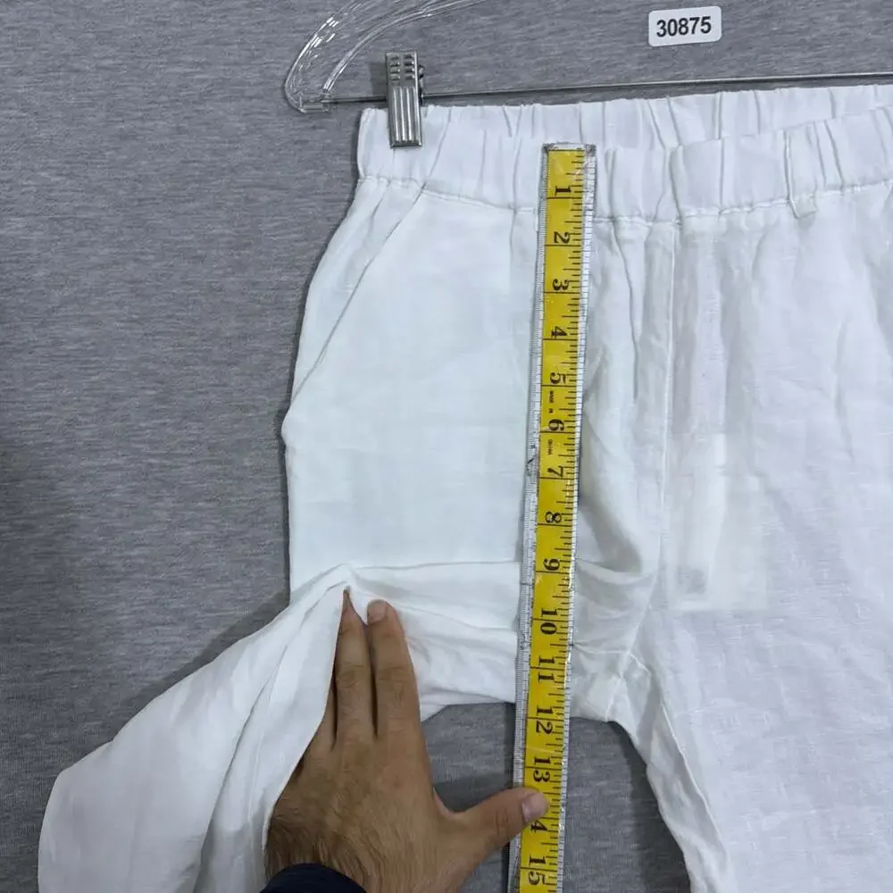 Quince Women's Size XS White European Linen Pants E-Waist Pull On
